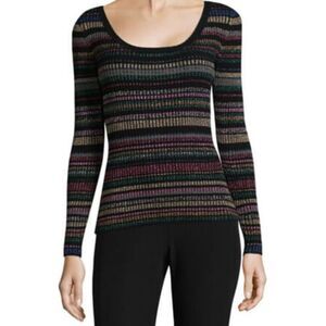 Milly Of NY Striped Metallic Thread Sweater Holiday Size P (fits like a small)